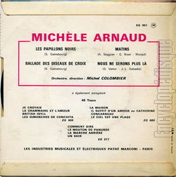 [Pochette de Les papillons noirs (Michle ARNAUD et Serge GAINSBOURG) - verso]