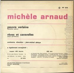 [Pochette de Rves et caravelles (Michle ARNAUD) - verso]