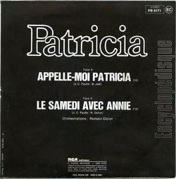 [Pochette de Appelle-moi Patricia (PATRICIA) - verso]