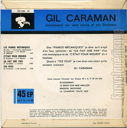 [Pochette de Les pianos mcaniques (Gil CARAMAN) - verso]