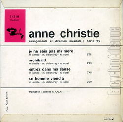 [Pochette de Je ne sais pas ma mre (Anne CHRISTIE) - verso]