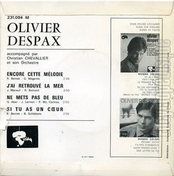 [Pochette de Si tu as un cœur (Olivier DESPAX) - verso]