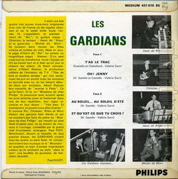 [Pochette de Au soleil, au soleil d’t (Les GARDIANS) - verso]