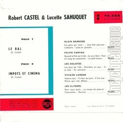 [Pochette de  l’Olympia (Robert CASTEL et Lucette SAHUQUET) - verso]