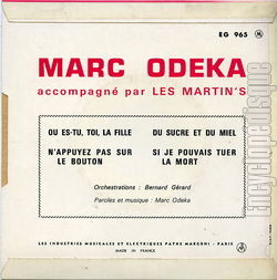 [Pochette de Du sucre et du miel (Marc ODEKA) - verso]