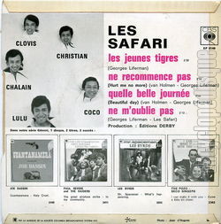 [Pochette de Les jeunes tigres (Les SAFARI) - verso]