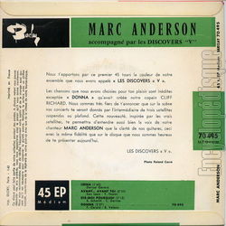 [Pochette de Lena (Marc ANDERSON et LES DISCOVERS "V") - verso]