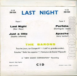 [Pochette de Last night (Les BARONS) - verso]