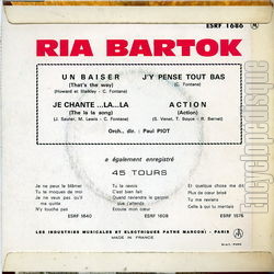 [Pochette de Un baiser (Ria BARTOK) - verso]