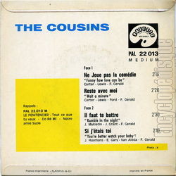 [Pochette de Ne joue pas la comdie (The COUSINS) - verso]