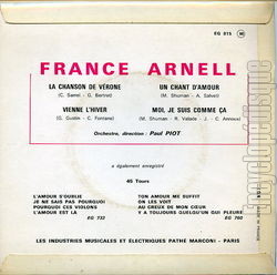 [Pochette de La chanson de Vrone (France ARNELL) - verso]