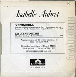 [Pochette de Vnzuela (Isabelle AUBRET) - verso]