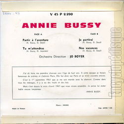 [Pochette de Partir  l’aventure (Annie BUSSY) - verso]