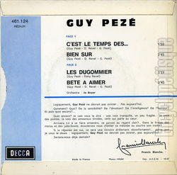 [Pochette de C’est le temps de… (Guy PEZ) - verso]