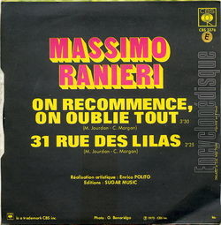 [Pochette de On recommence, on oublie tout (Massimo RANIERI) - verso]