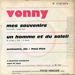 [Pochette de Mes souvenirs (VONNY) - verso]