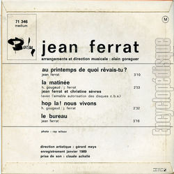 [Pochette de Au printemps de quoi rvais-tu ? (Jean FERRAT et Christine SVRES) - verso]