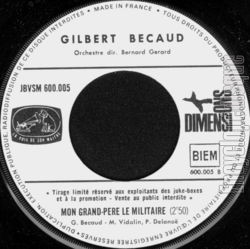 [Pochette de Il s’en va mon garon (Gilbert BCAUD) - verso]