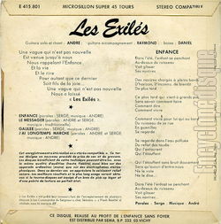 [Pochette de L’enfance (Les EXILS) - verso]