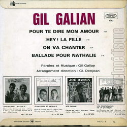 [Pochette de Pour te dire mon amour (Gil GALIAN) - verso]