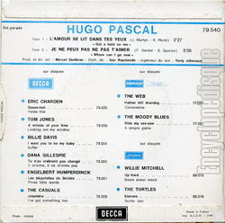 [Pochette de L’amour se lit dans tes yeux (Hugo PASCAL) - verso]