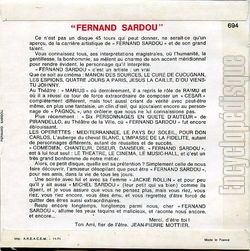 [Pochette de Raconte  un ami (Fernand SARDOU) - verso]