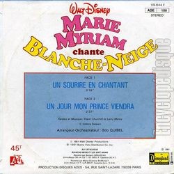 [Pochette de Marie Myriam chante Blanche-Neige (Marie MYRIAM) - verso]