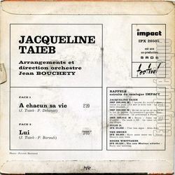 [Pochette de  chacun sa vie (Jacqueline TAIEB) - verso]