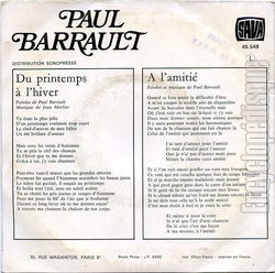 [Pochette de  l’amiti (Paul BARRAULT) - verso]