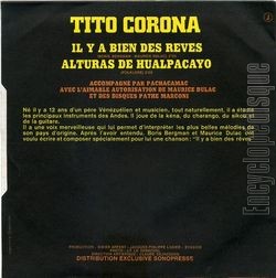 [Pochette de Il y a bien des rves (Tito CORONA) - verso]