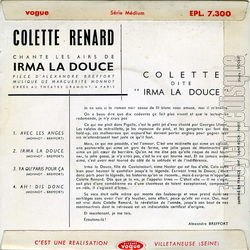 [Pochette de Irma la douce (Colette RENARD) - verso]