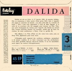 [Pochette de Bambino - N3 (DALIDA) - verso]