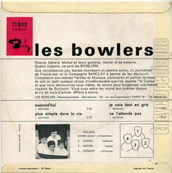 [Pochette de Aujourd’hui (Les BOWLERS) - verso]