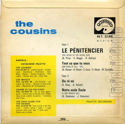 [Pochette de Le pnitencier (Les COUSINS) - verso]