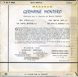 [Pochette de Macadam (Germaine MONTERO) - verso]