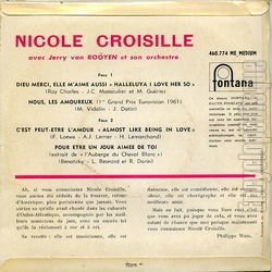 [Pochette de Pour tre un jour aime de toi (Nicole CROISILLE) - verso]