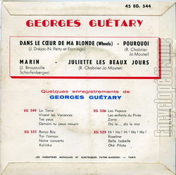 [Pochette de Dans le cœur de ma blonde (Georges GUTARY) - verso]