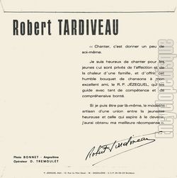 [Pochette de Chante pour les jeunes (Robert TARDIVEAU) - verso]