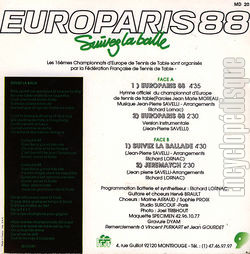 [Pochette de Europaris 88 : suivez la balle (Jean-Pierre SAVELLI) - verso]