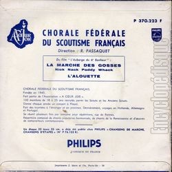 [Pochette de La marche des gosses (CHORALE FDRALE DU SCOUTISME FRANAIS) - verso]