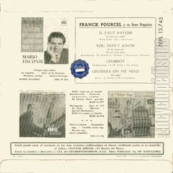 [Pochette de Il faut savoir (Franck POURCEL) - verso]