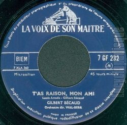 [Pochette de T’as raison, mon ami (Gilbert BCAUD)]