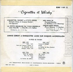 [Pochette de Cigarettes et whisky (Annie CORDY) - verso]