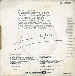 [Pochette de Mariano, Mariano… (Francis LOPEZ) - verso]