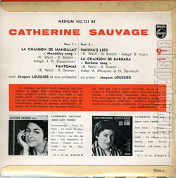 [Pochette de Kurt Weill (1) - 9me srie (Catherine SAUVAGE) - verso]