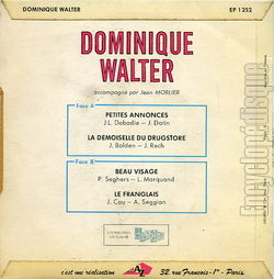 [Pochette de Petites annonces (Dominique WALTER) - verso]