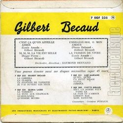 [Pochette de C’est a qu’on appelle aimer - N8 (Gilbert BCAUD) - verso]