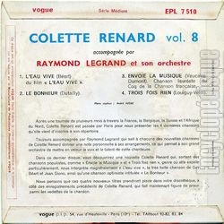 [Pochette de L’eau vive (Colette RENARD) - verso]