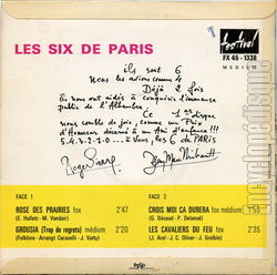 [Pochette de Rose des prairies (Les 6 DE PARIS) - verso]