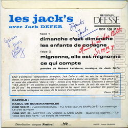 [Pochette de Dimanche c’est dimanche (Les JACK’S) - verso]